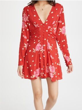 Free People Date Night Mini Dress Strawberry Fields